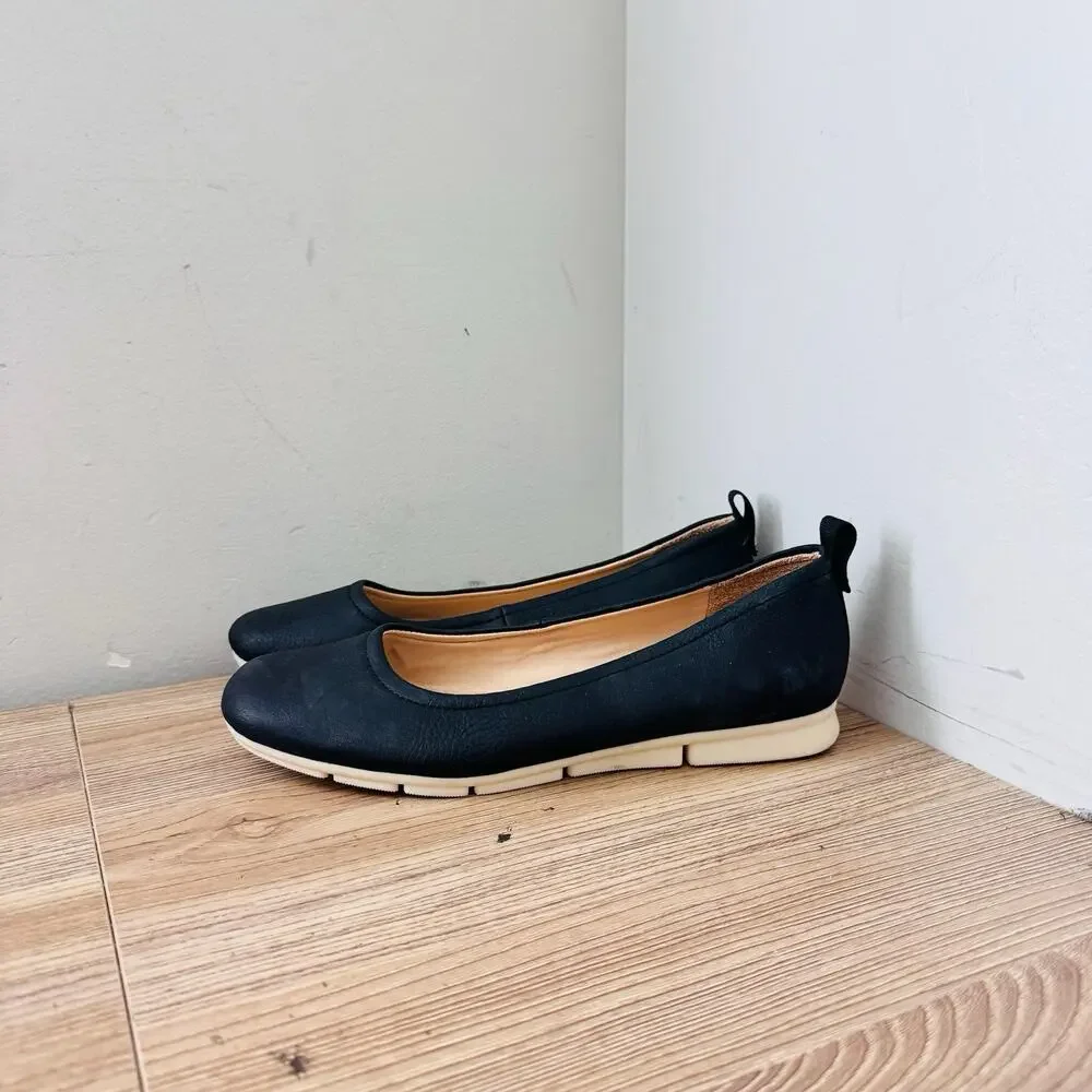Dr Scholls Timeless Black Leather Ballerina Flats Women’s Size 6